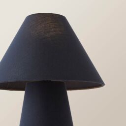 ValueLights Freddie Navy Blue Full Fabric Tapered Lamp Shade Table Lamp with Bulb - thumbnail 4