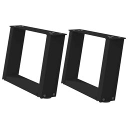 Berkfield Home Coffee Table Legs U-Shaped 2 pcs Black 40x(30-31) cm Steel - thumbnail 2
