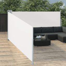 Berkfield Home Retractable Side Awning Cream 100x1000 cm in Beige