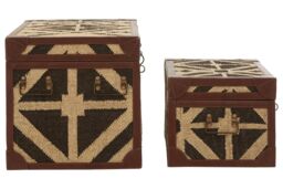 Orsina Multi-Colour Storage Trunks, Set of 2 Metal Trunks, Decorative Storage Trunks, Stylish Storage Trunks in Brown - thumbnail 3