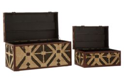 Orsina Multi-Colour Storage Trunks, Set of 2 Metal Trunks, Decorative Storage Trunks, Stylish Storage Trunks in Brown - thumbnail 5