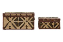 Orsina Multi-Colour Storage Trunks, Set of 2 Metal Trunks, Decorative Storage Trunks, Stylish Storage Trunks in Brown - thumbnail 1