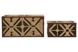 Orsina Multi-Colour Storage Trunks, Set of 2 Metal Trunks, Decorative Storage Trunks, Stylish Storage Trunks in Brown - thumbnail 2