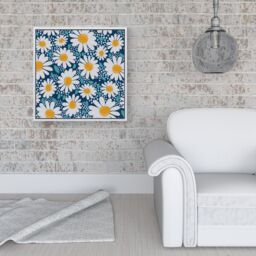 Warren Reed - Designer Camomile Flowers Framed Canvas in Off-White - Size: w10 inch x h10 inch - thumbnail 2