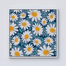 Warren Reed - Designer Camomile Flowers Framed Canvas in Off-White - Size: w10 inch x h10 inch - thumbnail 1