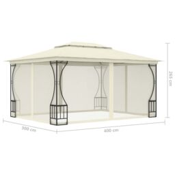 Berkfield Home Gazebo with Nets 300x400x265 cm Cream in Beige - Size: 300 x 400 x 265 cm - thumbnail 6