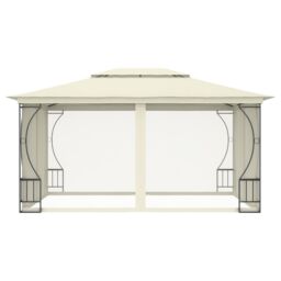 Berkfield Home Gazebo with Nets 300x400x265 cm Cream in Beige - Size: 300 x 400 x 265 cm - thumbnail 2