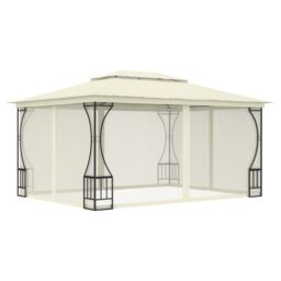 Berkfield Home Gazebo with Nets 300x400x265 cm Cream in Beige - Size: 300 x 400 x 265 cm - thumbnail 1