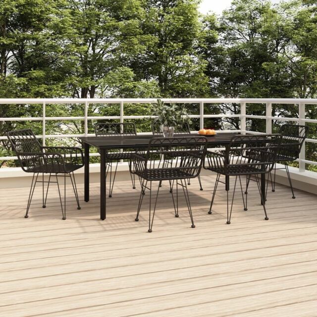 Berkfield Home 7 Piece Garden Dining Set Black Poly Rattan - image 1
