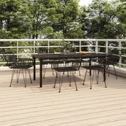 Berkfield Home 7 Piece Garden Dining Set Black Poly Rattan - thumbnail 1
