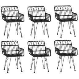 Berkfield Home 7 Piece Garden Dining Set Black Poly Rattan - thumbnail 4