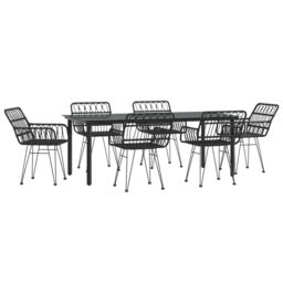 Berkfield Home 7 Piece Garden Dining Set Black Poly Rattan - thumbnail 3