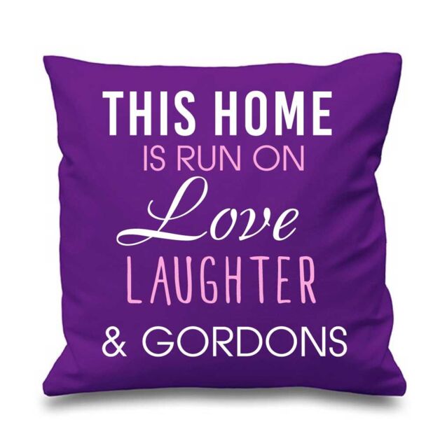 "60 SECOND MAKEOVER Purple Cushion Cover This Home Is Run By Love Laughter & Gordons 16"" x 16"" Mum Friend Gift Decorative Cushion Home"
