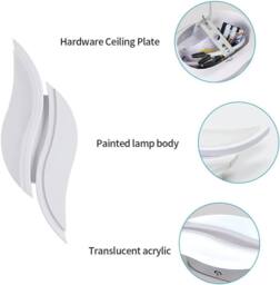 Goeco LED Wall Light Modern Indoor Wall Light 12 W White Acrylic 6500 K - thumbnail 6
