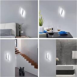 Goeco LED Wall Light Modern Indoor Wall Light 12 W White Acrylic 6500 K - thumbnail 4