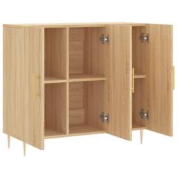 Berkfield Home Sideboard Sonoma Oak 90x34x80 cm Engineered Wood in Light Tan - Size: 90 x 34 x 80 cm - thumbnail 5