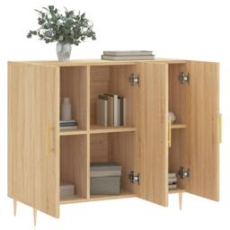 Berkfield Home Sideboard Sonoma Oak 90x34x80 cm Engineered Wood in Light Tan - Size: 90 x 34 x 80 cm - thumbnail 4