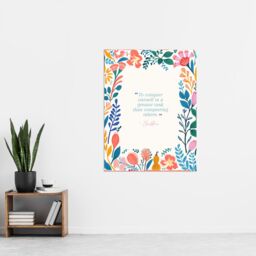 "Artery8 Wall Art Print Conquer Oneself Buddhist Mindfulness Quote Floral Buddha Poster - Size: W24"" x H32""" - thumbnail 4