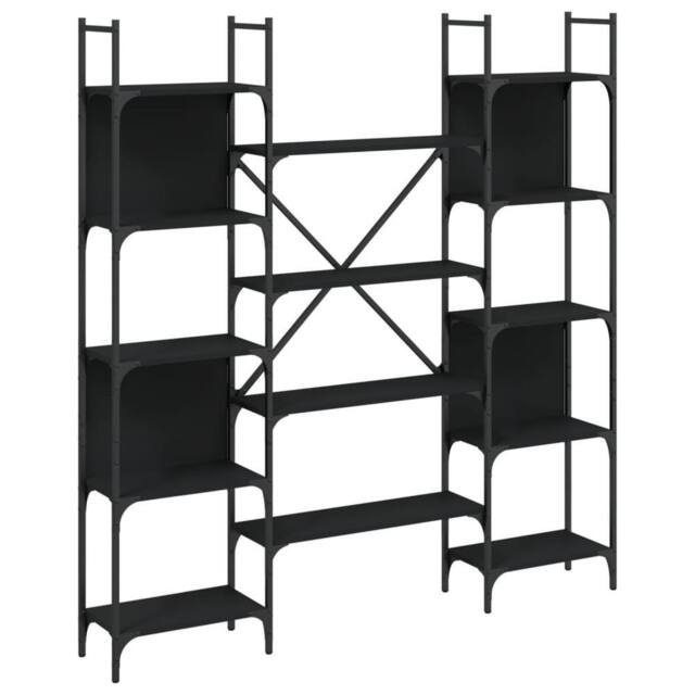 Berkfield Home Bookshelf Black 155.5x24x166.5 cm Engineered Wood - image 1