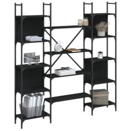 Berkfield Home Bookshelf Black 155.5x24x166.5 cm Engineered Wood - thumbnail 4