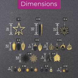 Neo Large 110PCS Christmas Tree Bauble Ornaments Set in Black - thumbnail 6