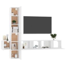 Berkfield Home 5 Piece TV Cabinet Set White Engineered Wood - thumbnail 3