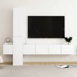 Berkfield Home 5 Piece TV Cabinet Set White Engineered Wood - thumbnail 1