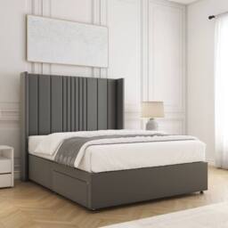 "BSSPOKE Charlotte Divan Bed Plush Velvet 54""Headboard & No Mattress No Drawers in Grey - Size: Single" - thumbnail 2