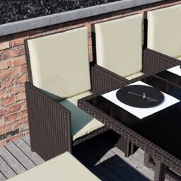 Home Discount 11Pc Garden Vida Cuba 10 Seater Rattan UKFR Fabric Garden Furniture in Brown - thumbnail 5