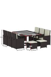 Home Discount 11Pc Garden Vida Cuba 10 Seater Rattan UKFR Fabric Garden Furniture in Brown - thumbnail 2