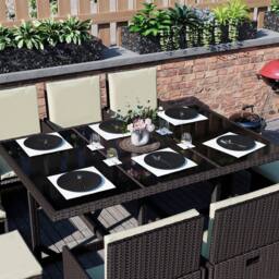 Home Discount 11Pc Garden Vida Cuba 10 Seater Rattan UKFR Fabric Garden Furniture in Brown - thumbnail 4