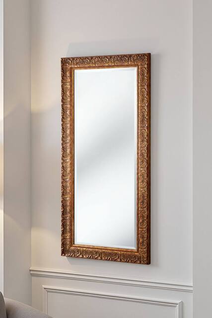 Yearn Mirrors Carved Framed Bevelled Tall Mirror Gold 138x62cm - Size: 138x62 cm - image 1
