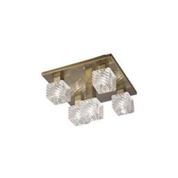 Netlighting Accor Ceiling Flush 5 Light G9 230mm Square Antique Brass Clear Glass in Bronze