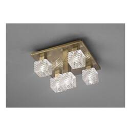 Netlighting Accor Ceiling Flush 5 Light G9 230mm Square Antique Brass Clear Glass in Bronze - thumbnail 2