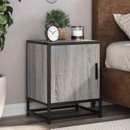 Berkfield Home Bedside Cabinet Grey Sonoma 40x31x50 cm Engineered Wood & Metal - Size: 40 x 31 x 50 cm - thumbnail 1