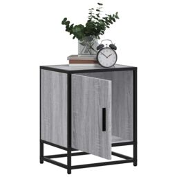 Berkfield Home Bedside Cabinet Grey Sonoma 40x31x50 cm Engineered Wood & Metal - Size: 40 x 31 x 50 cm - thumbnail 4