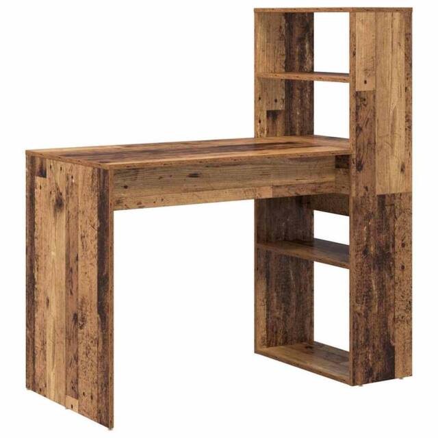 Berkfield Home Desk with Storage Old Wood 113x54x120 cm Engineered Wood - Size: 113 x 54 x 120 cm - image 1