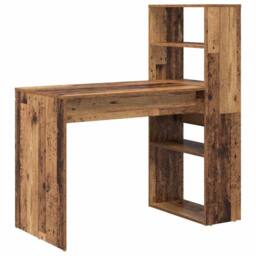 Berkfield Home Desk with Storage Old Wood 113x54x120 cm Engineered Wood - Size: 113 x 54 x 120 cm - thumbnail 1
