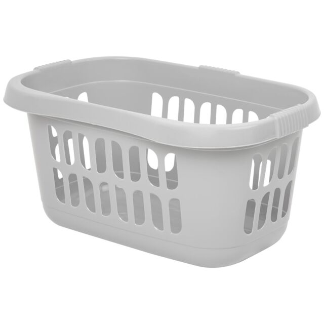 Wham Laundry Basket Storage Plastic Clothes Large 60L Washing Hamper Tidy Organiser in Grey