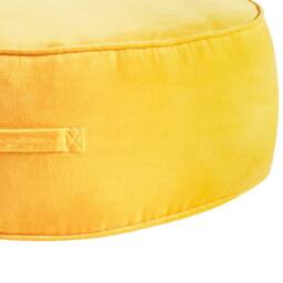 Wyld and Coco Yellow Velvet Round Pouffe - Lightweight Ottoman Footstool - thumbnail 5