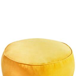 Wyld and Coco Yellow Velvet Round Pouffe - Lightweight Ottoman Footstool - thumbnail 3