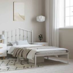 Berkfield Home Metal Bed Frame with Headboard White 100x190 cm - thumbnail 2