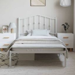 Berkfield Home Metal Bed Frame with Headboard White 100x190 cm - thumbnail 1