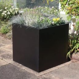 Woven Wood 60cm Zinc Galvanised Matte Black Square Planter - thumbnail 8