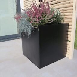 Woven Wood 60cm Zinc Galvanised Matte Black Square Planter - thumbnail 5