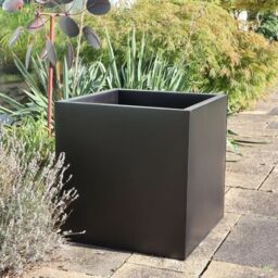 Woven Wood 60cm Zinc Galvanised Matte Black Square Planter - thumbnail 4