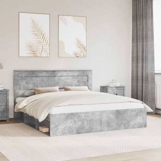 Berkfield Home Bed Frame with Headboard Concerte 180 x 200 cm Solid Pine Wood in Grey - image 1