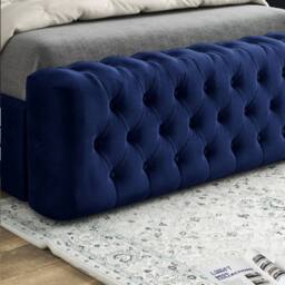 KDMD Reigate Mirror Upholstered Blue Soft Velvet Designer Bed Frame - Size: Double - thumbnail 6
