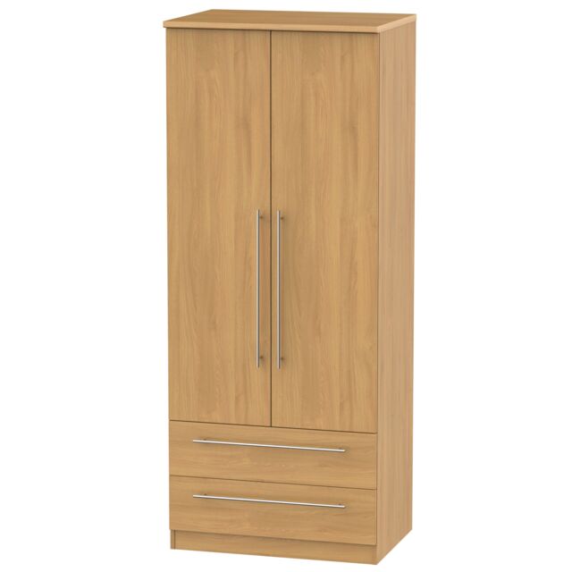 Ready Assembled 2 U Carlton 2 Door 2 Drawer Wardrobe (Ready Assembled) in Natural - Size: Large - image 1