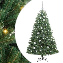 Berkfield Home Realistic Artificial Hinged Christmas Tree Green 150 cm PVC & Metal - thumbnail 3